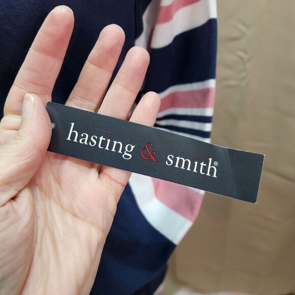 Hasting & Smith Pink and Blue Striped Casual Top Size Large - Picture 5 of 8